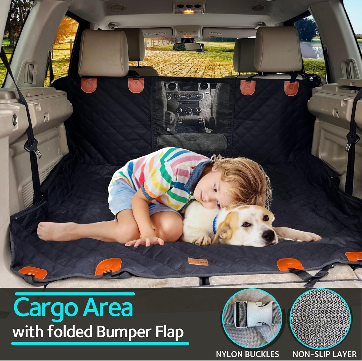 Dog Car Seat Cover for Back Seat, 100% Waterproof Dog Car Hammock with Mesh Window, Scratchproof Truck Back Seat Cover for Dogs, Durable Dog Car Seat Covers - Dog Backseat Cover for Cars Suvs