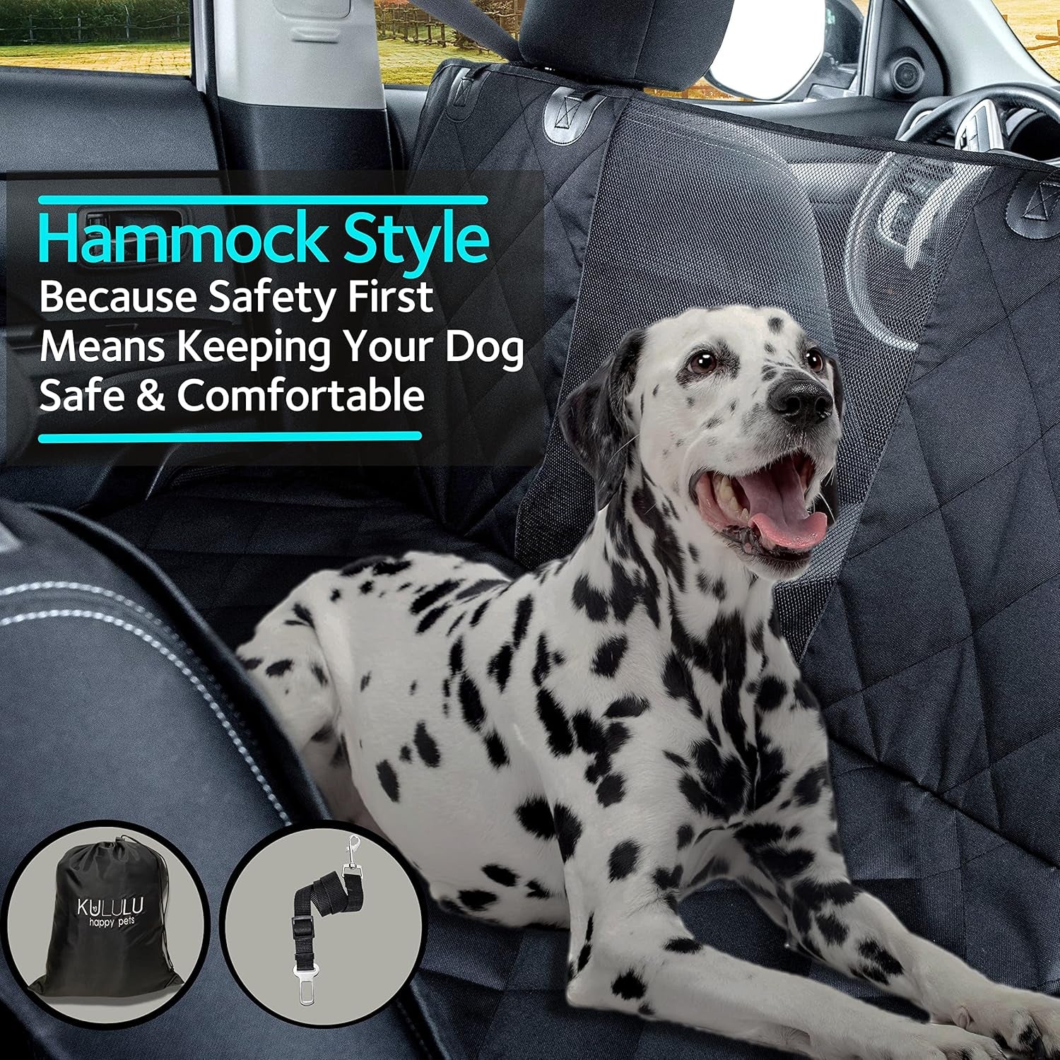 Dog Car Seat Cover for Back Seat, 100% Waterproof Dog Car Hammock with Mesh Window, Scratchproof Truck Back Seat Cover for Dogs, Durable Dog Car Seat Covers - Dog Backseat Cover for Cars Suvs